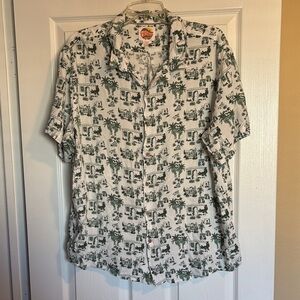 C&C California men’s white and green short sleeve button down shirt size 2XL